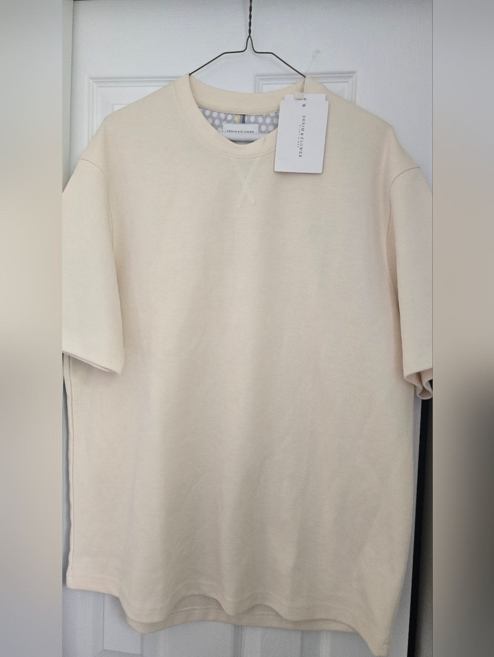 Denim & Flower Cream Relaxed Fit Crewneck Tee, NWT, Size: XL